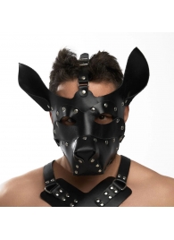 Черная кожаная маска «Собака» - Crazy Handmade - купить с доставкой в Магнитогорске