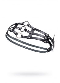 Черный кожаный пояс с кольцами - Pecado - купить с доставкой в Магнитогорске