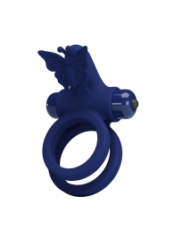 Синее эрекционное кольцо с вибростимуляцией клитора - Baile - в Магнитогорске купить с доставкой