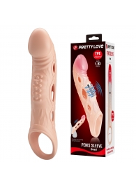 Телесная удлиняющая насадка с рельефом и вибрацией Brad - 21,3 см. - Baile - в Магнитогорске купить с доставкой