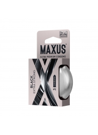 Черные утолщенные презервативы MAXUS Extra Strong с железным кейсом - 3 шт. - Maxus - купить с доставкой в Магнитогорске