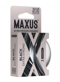 Черные утолщенные презервативы MAXUS Extra Strong с железным кейсом - 3 шт. - Maxus - купить с доставкой в Магнитогорске