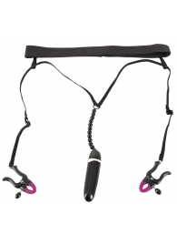 Женские вибростринги с зажимами для половых губ Spreader String with Vibrator - Orion - купить с доставкой в Магнитогорске