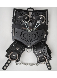 Черный ажурный кожаный набор фиксаций - Crazy Handmade - купить с доставкой в Магнитогорске