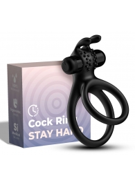 Черное эрекционное виброкольцо с подхватом мошонки Stay Hard - Boys of Toys - в Магнитогорске купить с доставкой