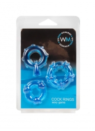 Набор из 3 синих эрекционных колец с различным рельефом - Erowoman-Eroman - в Магнитогорске купить с доставкой