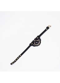 Черный чокер с клепками и золотистой фурнитурой - Crazy Handmade - купить с доставкой в Магнитогорске