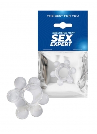 Прозрачное эрекционное кольцо с 6 стимулирующими шариками - Sex Expert - в Магнитогорске купить с доставкой