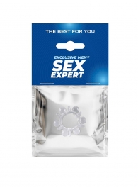 Прозрачное эрекционное кольцо с шариками и шипами - Sex Expert - в Магнитогорске купить с доставкой