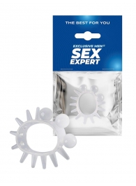 Эластичное эрекционное кольцо с шариками и лучами - Sex Expert - в Магнитогорске купить с доставкой