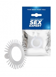 Эластичное эрекционное кольцо с шипиками и шариком - Sex Expert - в Магнитогорске купить с доставкой