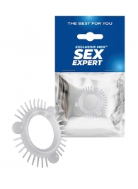Эластичное эрекционное кольцо с 3 шариками и шипами - Sex Expert - в Магнитогорске купить с доставкой