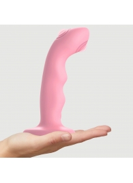 Розовая насадка-стимулятор Strap-On-Me Tapping Dildo Wave - Strap-on-me - купить с доставкой в Магнитогорске
