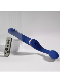 Синий безремневой страпон Multi Orgasm Bendable Strap-On size L с клиторальной стимуляцией - Strap-on-me - купить с доставкой в Магнитогорске