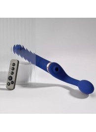 Синий безремневой страпон Multi Orgasm Bendable Strap-On size XL с клиторальной стимуляцией - Strap-on-me - купить с доставкой в Магнитогорске