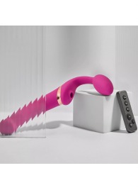 Ярко-розовый безремневой страпон Multi Orgasm Bendable Strap-On size L с клиторальной стимуляцией - Strap-on-me - купить с доставкой в Магнитогорске