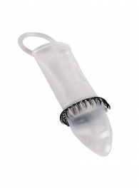 Закрытая насадка на пенис с подхватом мошонки и стимулирующими «ресничками» - Sextaz - в Магнитогорске купить с доставкой