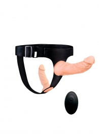 Женский страпон с 2 насадками, вибрацией и пультом ДУ - Erowoman-Eroman - купить с доставкой в Магнитогорске