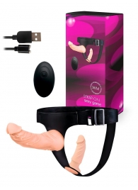 Женский страпон с 2 насадками, вибрацией и пультом ДУ - Erowoman-Eroman - купить с доставкой в Магнитогорске