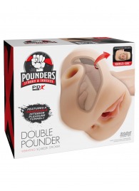 Телесный мастурбатор с вибрацией Double Pounder Vibrating Squeeze Stroker - Pipedream - в Магнитогорске купить с доставкой