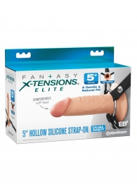 Телесный пустотелый фаллопротез 5’’ Hollow Silicone Strap-On - 14 см. - Pipedream - купить с доставкой в Магнитогорске