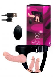 Женский страпон с 3 насадками и вибрацией - Erowoman-Eroman - купить с доставкой в Магнитогорске