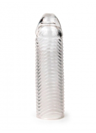 Прозрачная закрытая насадка на пенис с ребрышками - 16 см. - Sex Expert - в Магнитогорске купить с доставкой