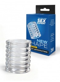 Прозрачная сквозная насадка на пенис с ребрышками - Sex Expert - в Магнитогорске купить с доставкой
