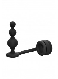 Черное эрекционное кольцо с анальной елочкой Cockring With Beaded Anal Plug - Dream Toys - в Магнитогорске купить с доставкой