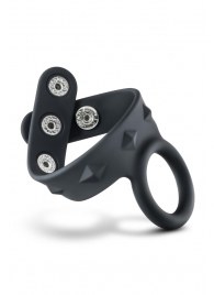 Черное эрекционное кольцо с подхватом мошонки на кнопках VS6 - Blush Novelties - в Магнитогорске купить с доставкой