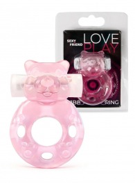 Розовое эрекционное виброкольцо в форме мишки - 1137 - в Магнитогорске купить с доставкой