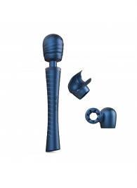 Синий вибромассажёр с насадками Man.wand Edgy - Manwan - в Магнитогорске купить с доставкой