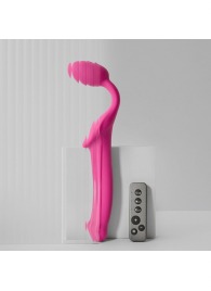 Ярко-розовый безремневой страпон Strap-on-me Vibrating Bendable Strap-On size M - Strap-on-me - купить с доставкой в Магнитогорске