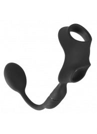 Черное виброкольцо с анальной пробкой Cock Ring with RC Butt Plug - Orion - в Магнитогорске купить с доставкой