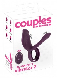 Фиолетовая насадка на член с клиторальным отростком и пультом ДУ RC Couple’s Vibrator 2 - Orion - в Магнитогорске купить с доставкой