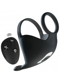 Черная вибронасадка для эрекции и стимуляции мошонки Cock ring with RC ball massager - Orion - в Магнитогорске купить с доставкой