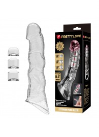 Прозрачный фаллоудлинитель с 3 вставками - 28 см. - Baile - в Магнитогорске купить с доставкой