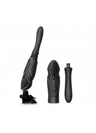 Черная секс-машина с функцией нагрева, насадками и присоской Sesh - Zalo - купить с доставкой в Магнитогорске