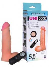 Фаллическая насадка Харнесс UNICOCK 5,5  с вибрацией - 17 см. - LOVETOY (А-Полимер) - купить с доставкой в Магнитогорске