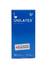 Классические презервативы Unilatex Natural Plain - 12 шт. + 3 шт. в подарок - Unilatex - купить с доставкой в Магнитогорске