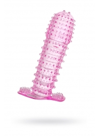 Гелевая розовая насадка с шипами - 12 см. - Toyfa Basic - в Магнитогорске купить с доставкой