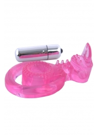Розовая вибронасадка со стимулятор клитора   Язычок - Toyfa Basic - в Магнитогорске купить с доставкой