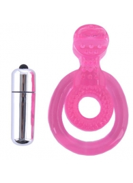 Розовая вибронасадка со стимулятор клитора   Язычок - Toyfa Basic - в Магнитогорске купить с доставкой