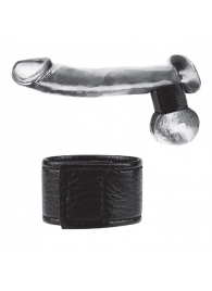 Чёрная утяжка на мошонку 1  Velcro Ball Stretcher - BlueLine - купить с доставкой в Магнитогорске