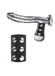 Чёрная утяжка на кнопках 100% PVC STRAP WITH METAL SNAP - BlueLine - купить с доставкой в Магнитогорске