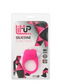 Розовое эрекционное кольцо с щеточкой LIT-UP SILICONE STIMU RING 5 - Dream Toys - в Магнитогорске купить с доставкой