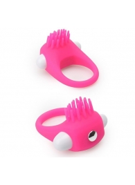 Розовое эрекционное кольцо с щеточкой LIT-UP SILICONE STIMU RING 5 - Dream Toys - в Магнитогорске купить с доставкой