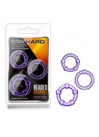 Набор из 3 фиолетовых эрекционных колец Stay Hard Beaded Cockrings - Blush Novelties - в Магнитогорске купить с доставкой