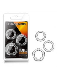Набор из 3 прозрачных эрекционных колец Stay Hard Beaded Cockrings - Blush Novelties - в Магнитогорске купить с доставкой