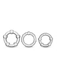 Набор из 3 прозрачных эрекционных колец Stay Hard Beaded Cockrings - Blush Novelties - в Магнитогорске купить с доставкой
